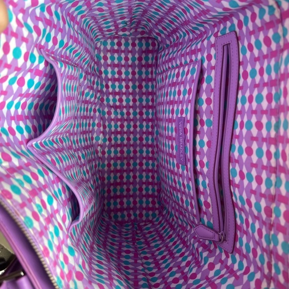 Vera Bradley Tote, Purse, Wallet Set Lavender Purple Leather Vacation Beach - Picture 6 of 9